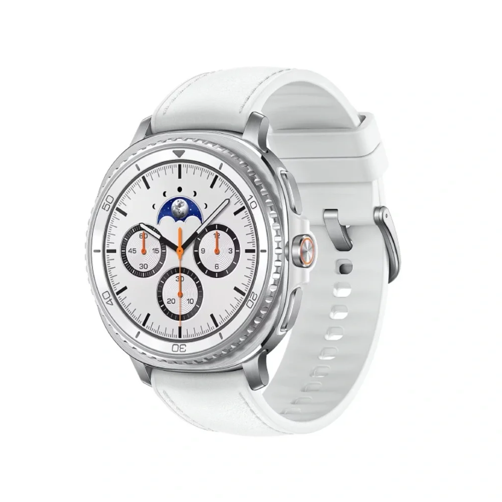 Smartwatch with Black Strap and Silver Bezel